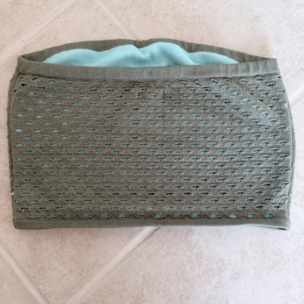 Aerie Top Womens Size Medium Green Blue Crochet Tube Top Knit‎ Cropped Bandeau - Picture 3 of 3